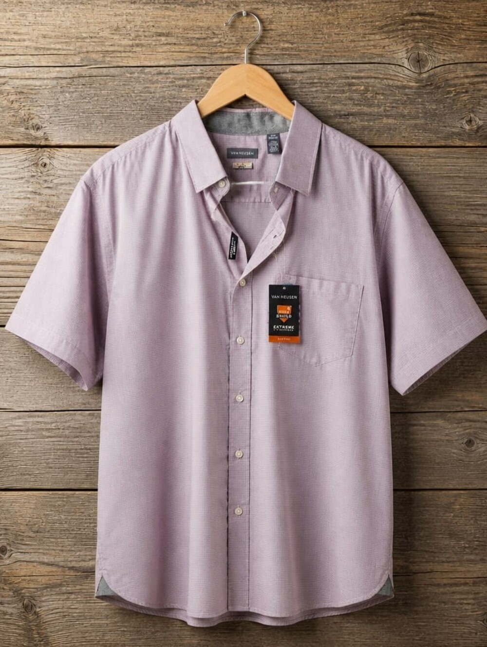 Van Heusen Men's Short Sleeve Button-Up Shirt - Light Lavender